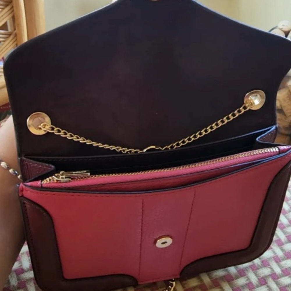 COACH NWOT Georgie Crossbody Oxblood & Wine Leather Mini Clutch Bag 7287 - Picture 8 of 17